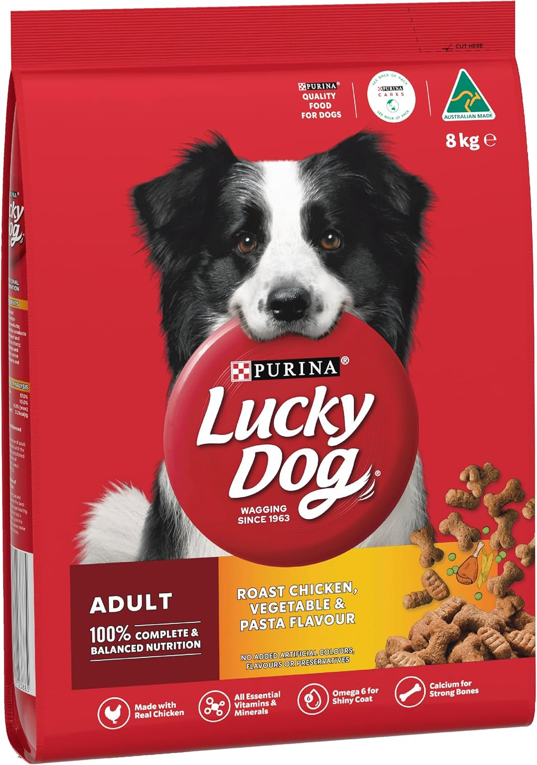 LUCKY DOG Adult Dry Dog Food Roast Chicken Vegetable Pasta Flavour 8Kg